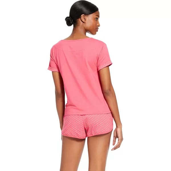 imagebebe Womens Logo Print Short Sleeve Shirt and Pajama Shorts Lounge Sleepwear SetBright Rose Heather