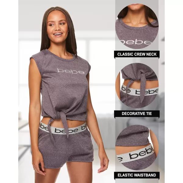 imagebebe Womens Logo Print Short Sleeve Shirt and Pajama Shorts Lounge Sleepwear SetMidnight Lavender