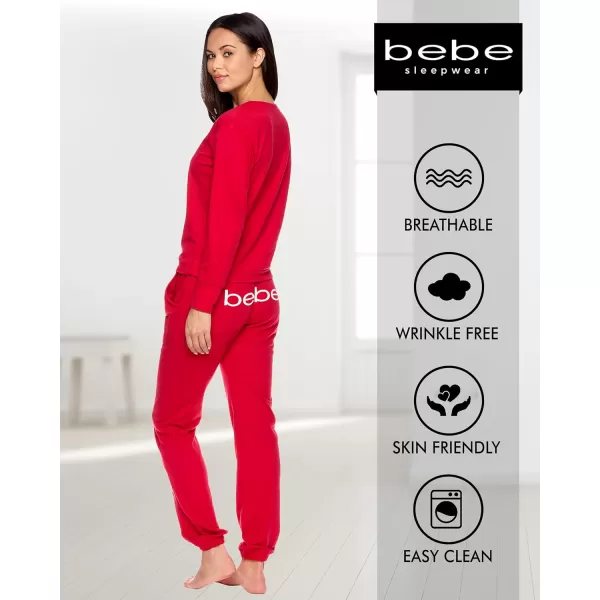 imagebebe Womens Pajama Sets  French Terry Pajamas for Women with LS Pullover Top and PJ Pants  Sleepwear for WomenCabernet