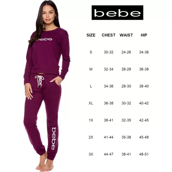 imagebebe Womens Pajama Sets  French Terry Pajamas for Women with LS Pullover Top and PJ Pants  Sleepwear for WomenDeep Purple