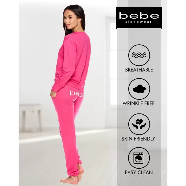 imagebebe Womens Pajama Sets  French Terry Pajamas for Women with LS Pullover Top and PJ Pants  Sleepwear for WomenFuchsia W Pockets