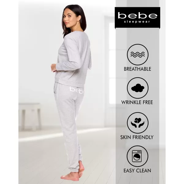 imagebebe Womens Pajama Sets  French Terry Pajamas for Women with LS Pullover Top and PJ Pants  Sleepwear for WomenHeather Grey W Pockets