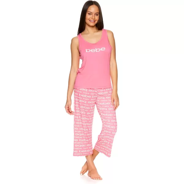 imagebebe Womens Pajamas Set  Short Sleeve TShirt and Lounge Pajama Capri Sleepwear SetCoral 1