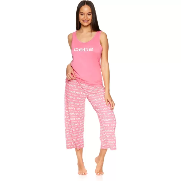 imagebebe Womens Pajamas Set  Short Sleeve TShirt and Lounge Pajama Capri Sleepwear SetCoral 1