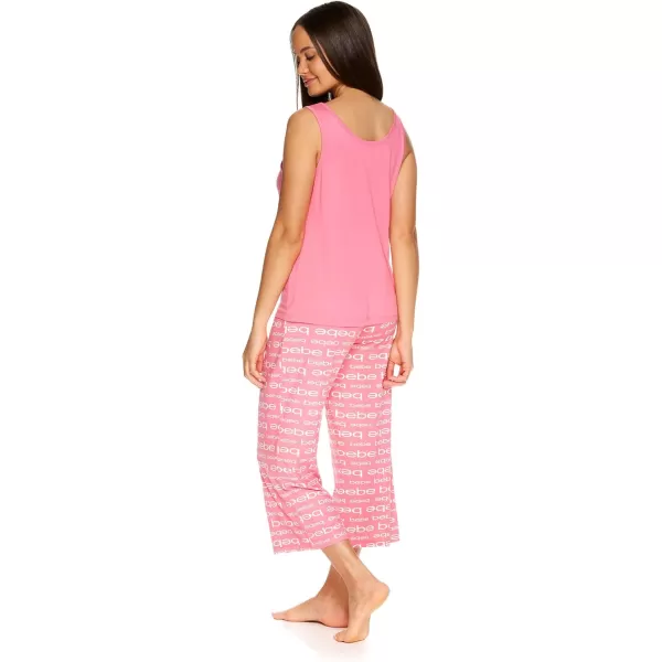 imagebebe Womens Pajamas Set  Short Sleeve TShirt and Lounge Pajama Capri Sleepwear SetCoral 1