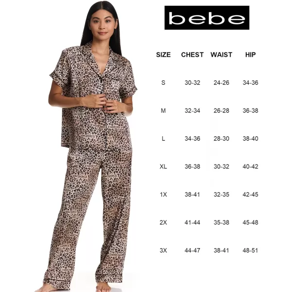 imagebebe Womens Silky Satin Notch Collar Pajama Set  ButtonDown Short Sleeve Sleepwear in Luxe PatternsWarm Taupe