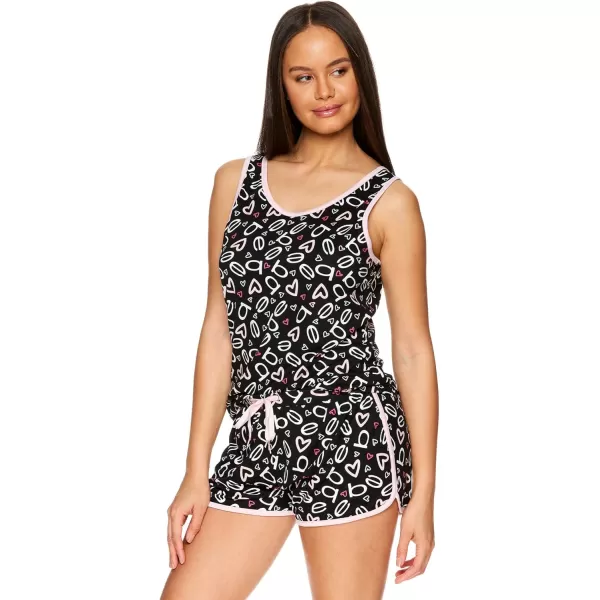 imagebebe Womens SleepLounge Top With Pajama Shorts Sleepwear SetBlack 1