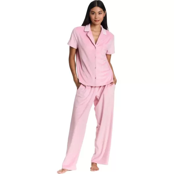 imagebebe Debossed Velour Pajamas for Women Pink or Red Pajama Set Velour Set for Lounge and Sleep Mom Gifts and Ladies GiftsRose Shadow 1