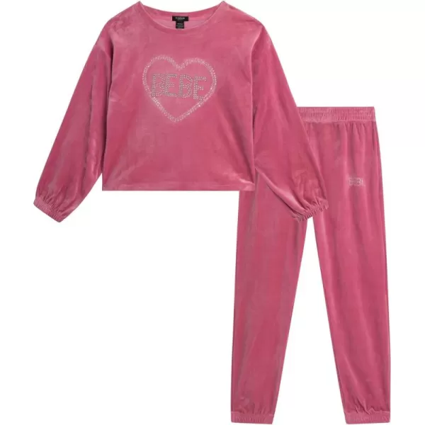 imagebebe Girls Jogger Set  2 Piece Bling Velour Crewneck Long Sleeve Shirt and Jogger Pants  Girls Athletic Clothing Set 712Rose Blush