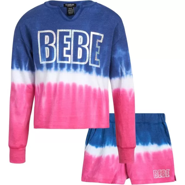 imagebebe Girls Shorts Set  2 Piece French Terry VNeck Sweatshirt and Sweat Shorts 712Dazzling Blue