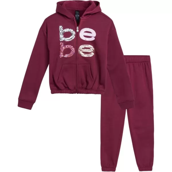 imagebebe Girls Sweatsuit Set  2 Piece Fleece Flip Sequin Hoodie and Jogger Sweatpants 716Deep Red