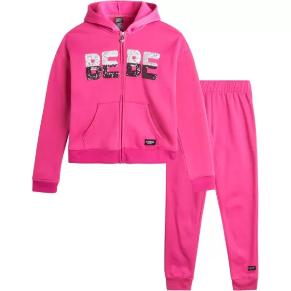 imagebebe Girls Sweatsuit Set  2 Piece Fleece Flip Sequin Hoodie and Jogger Sweatpants 716Fuchsia Fedora