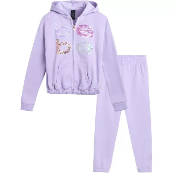 imagebebe Girls Sweatsuit Set  2 Piece Fleece Flip Sequin Hoodie and Jogger Sweatpants 716Liliac