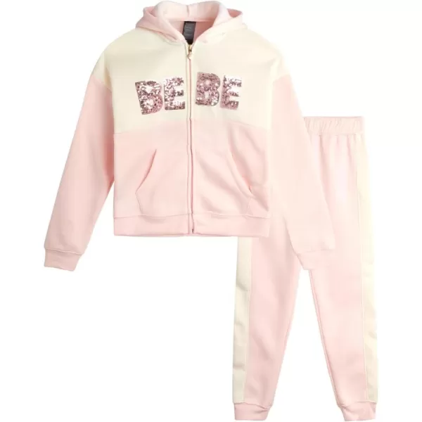 imagebebe Girls Sweatsuit Set  2 Piece Fleece Flip Sequin Hoodie and Jogger Sweatpants 716Pink