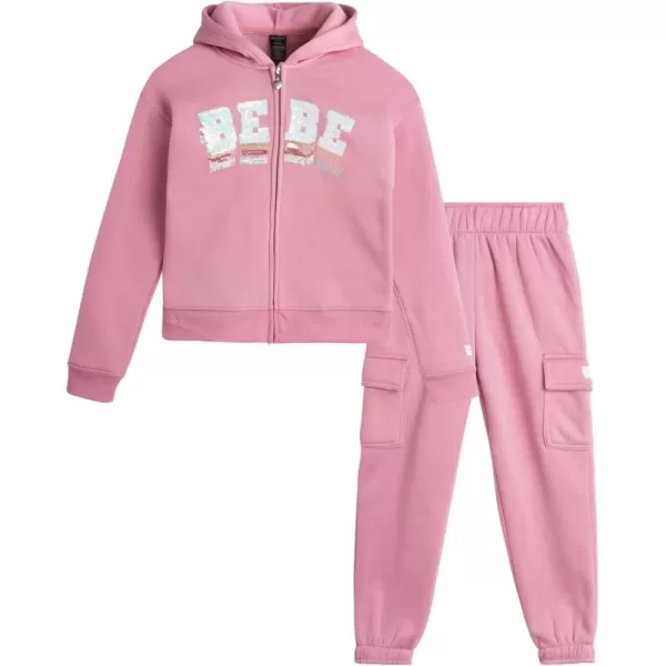 imagebebe Girls Sweatsuit Set  2 Piece Fleece Flip Sequin Hoodie and Jogger Sweatpants 716Rose Blush