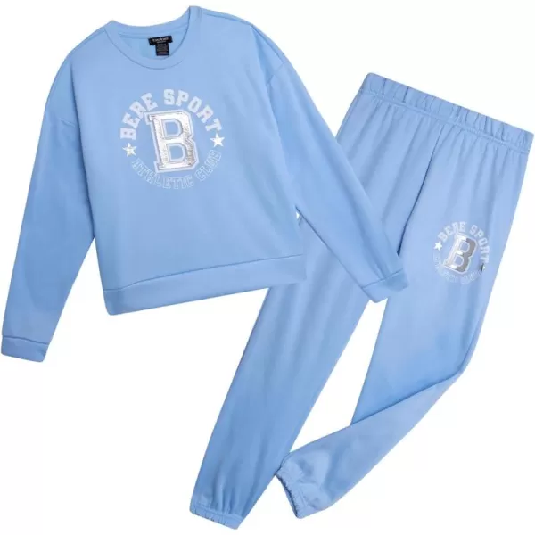 imagebebe Girls Sweatsuit Set  2 Piece Fleece Pullover Sweatshirt and Jogger Sweatpants  Girls Activewear Set Sizes 712Frozen Blue