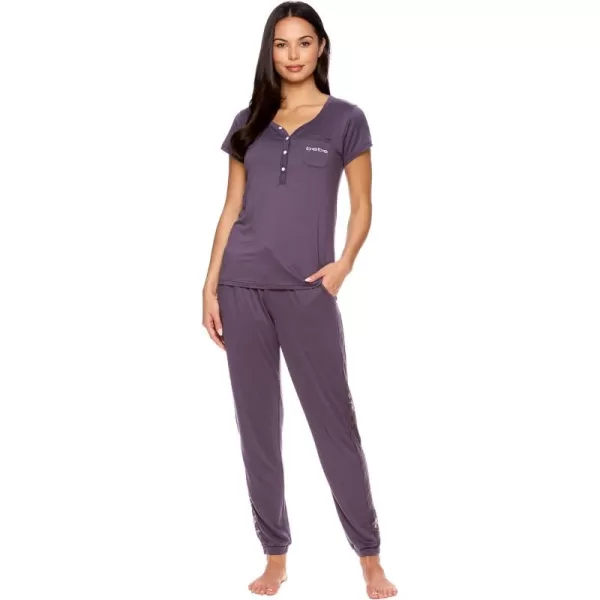 imagebebe Pajamas for Women Set Womens Pajama Set with Lace PJ Sets for Women with Top and Pajama PantsMidnight Lavender