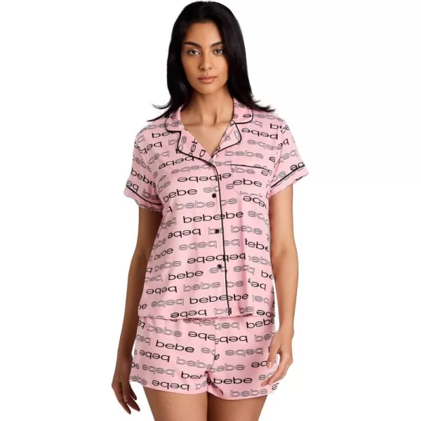 imagebebe Short Sleeve Pajama Set for Women PJ Set for Women Cute Womens Pajama Set with Shorts Button Up Lounge SetsBlush