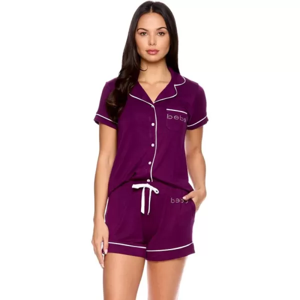 imagebebe Short Sleeve Pajama Set for Women PJ Set for Women Cute Womens Pajama Set with Shorts Button Up Lounge SetsDeep Purple