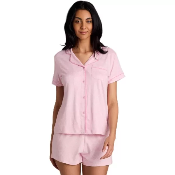 imagebebe Short Sleeve Pajama Set for Women PJ Set for Women Cute Womens Pajama Set with Shorts Button Up Lounge SetsLightpink