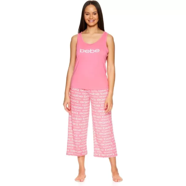 imagebebe Womens Pajamas Set  Short Sleeve TShirt and Lounge Pajama Capri Sleepwear SetCoral 1