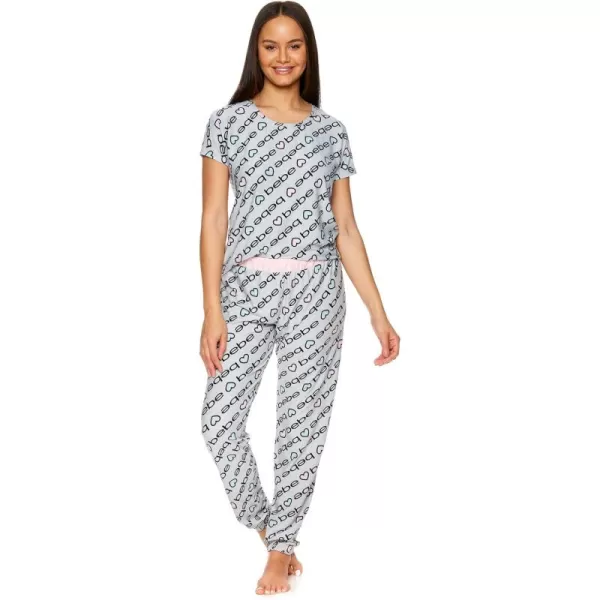 imagebebe Womens Pajamas Set  Short Sleeve TShirt and Lounge Pajama Capri Sleepwear SetHeather Grey