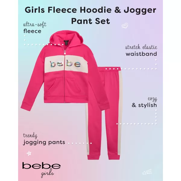 imagebebe Girls Jogger Set  2 Piece Sequin Fleece Zip Up Hoodie and Jogger Pants  Cute Matching Outfits for Girls Sizes 712Berry Rose