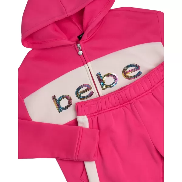 imagebebe Girls Jogger Set  2 Piece Sequin Fleece Zip Up Hoodie and Jogger Pants  Cute Matching Outfits for Girls Sizes 712Berry Rose