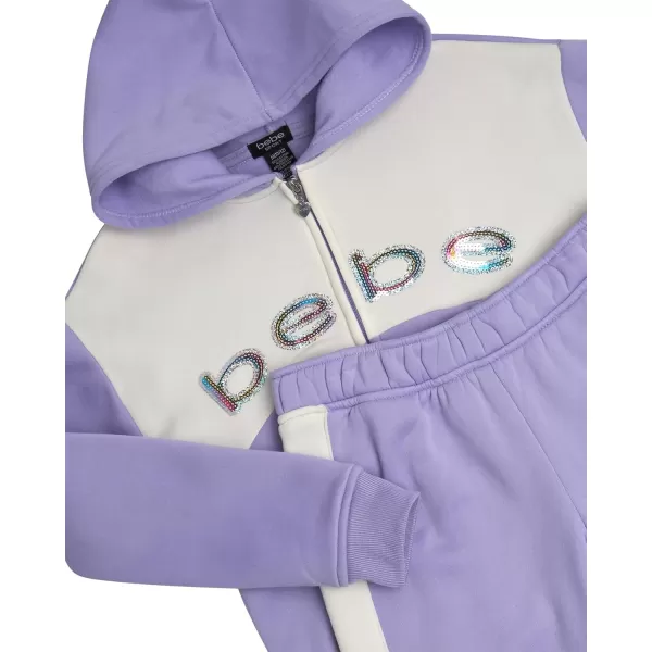 imagebebe Girls Jogger Set  2 Piece Sequin Fleece Zip Up Hoodie and Jogger Pants  Cute Matching Outfits for Girls Sizes 712Lavender