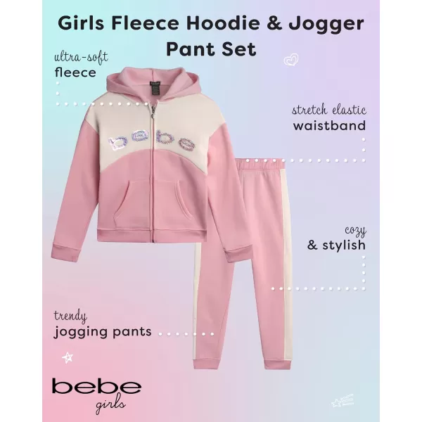 imagebebe Girls Jogger Set  2 Piece Sequin Fleece Zip Up Hoodie and Jogger Pants  Cute Matching Outfits for Girls Sizes 712Rose Shadow