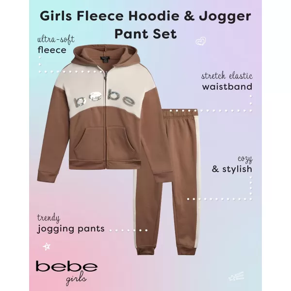 imagebebe Girls Jogger Set  2 Piece Sequin Fleece Zip Up Hoodie and Jogger Pants  Cute Matching Outfits for Girls Sizes 712Toasted Almond