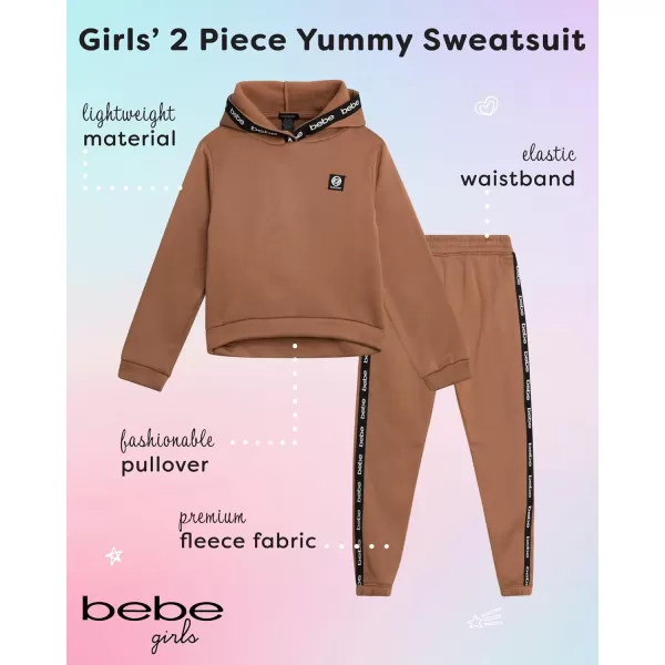 imagebebe Girls Jogger Set  2 Piece Yummy Fleece Hoodie Sweatsuit Kids Clothing Set Size 716Toasted Almond