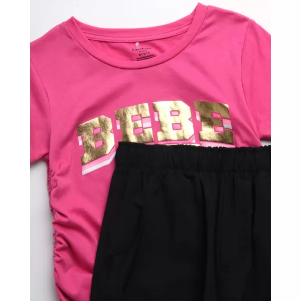 imagebebe Girls Jogger Set  Cute TShirt and Stretch Tech Jogger Pants  Girls 2 Piece Outfit 712PinkBlack