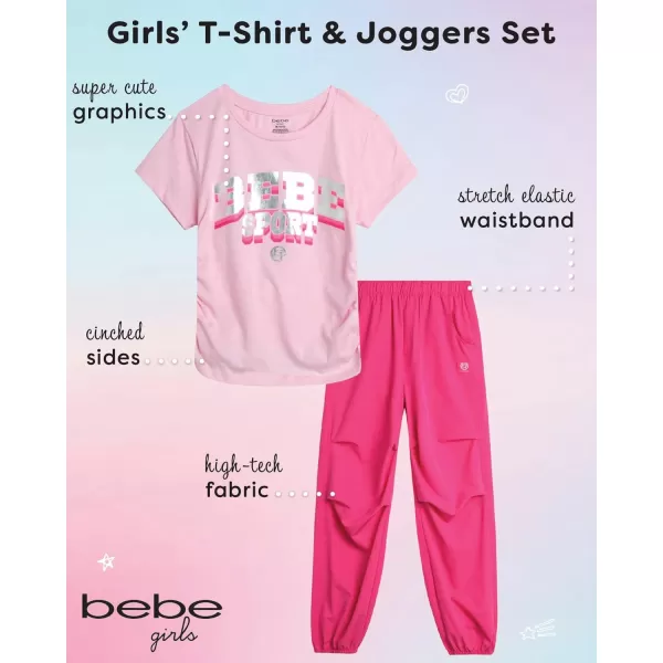 imagebebe Girls Jogger Set  Cute TShirt and Stretch Tech Jogger Pants  Girls 2 Piece Outfit 712PinkPink