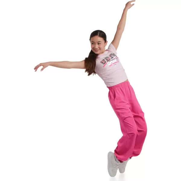 imagebebe Girls Jogger Set  Cute TShirt and Stretch Tech Jogger Pants  Girls 2 Piece Outfit 712PinkPink