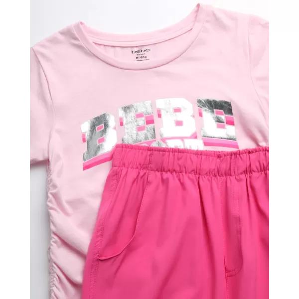 imagebebe Girls Jogger Set  Cute TShirt and Stretch Tech Jogger Pants  Girls 2 Piece Outfit 712PinkPink