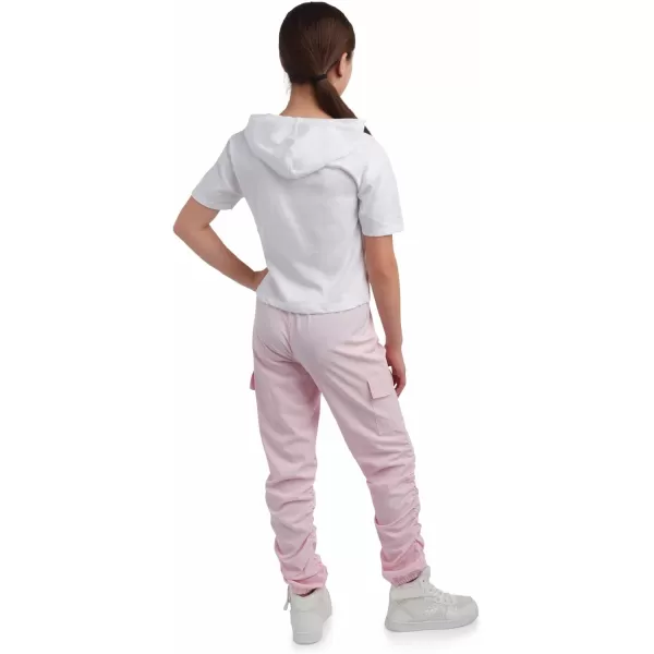 imagebebe Girls Jogger Set  Cute TShirt and Stretch Tech Jogger Pants  Girls 2 Piece Outfit 712WhitePink Blush