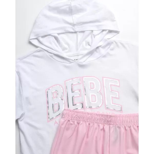 imagebebe Girls Jogger Set  Cute TShirt and Stretch Tech Jogger Pants  Girls 2 Piece Outfit 712WhitePink Blush