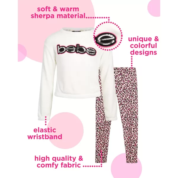 imagebebe Girls Legging Set  2 Piece Sherpa Hoodie Complete Outfit Clothing Set 414Rose Animal