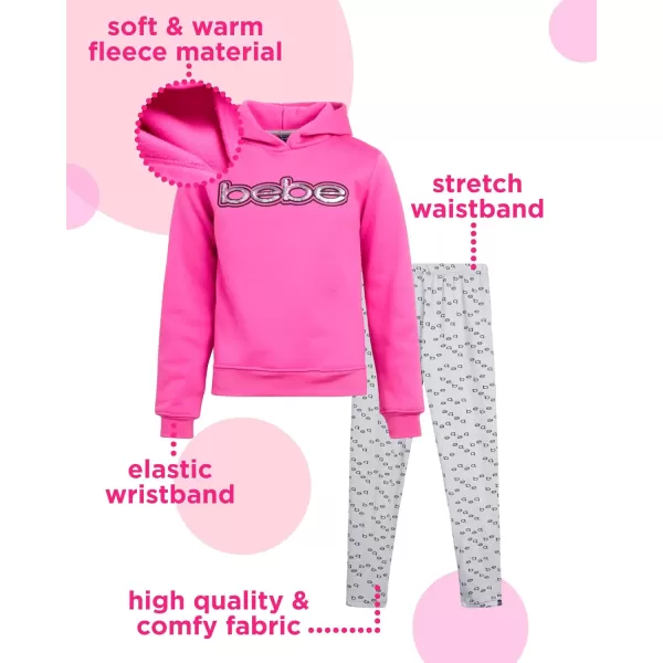 imagebebe Girls Legging Set  2 Piece Yummy Fleece Hoodie Sweatsuit Kids Clothing Set Size 716Hot Pink Grey