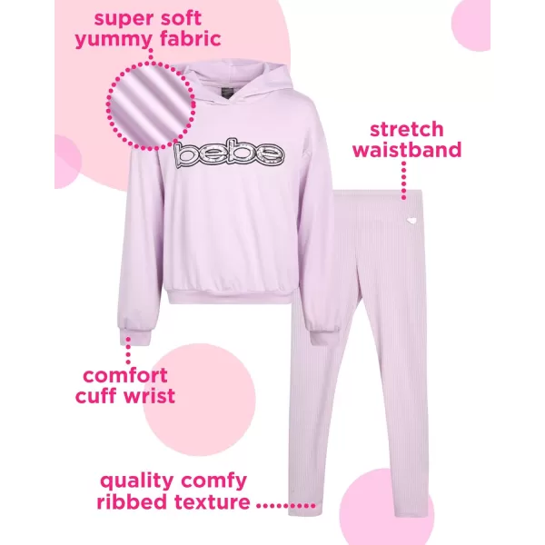 imagebebe Girls Leggings and Hoodie Set  Soft Hooded Pullover Sweatshirt and Ribbed Leggings  2 Piece Comfy Clothes for GirlsOrchid