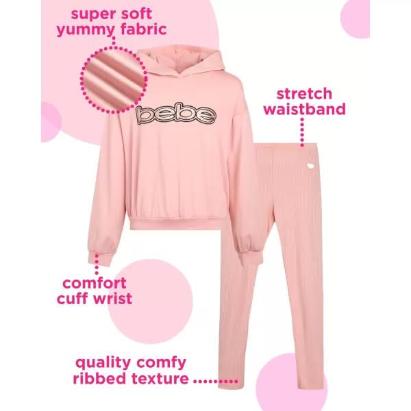 imagebebe Girls Leggings and Hoodie Set  Soft Hooded Pullover Sweatshirt and Ribbed Leggings  2 Piece Comfy Clothes for GirlsRose