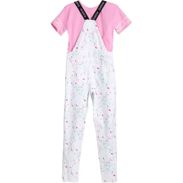 imagebebe Girls Overalls  Short Sleeve TShirt and Jogger Sweatpants 2Piece Romper JumpsuitWhite