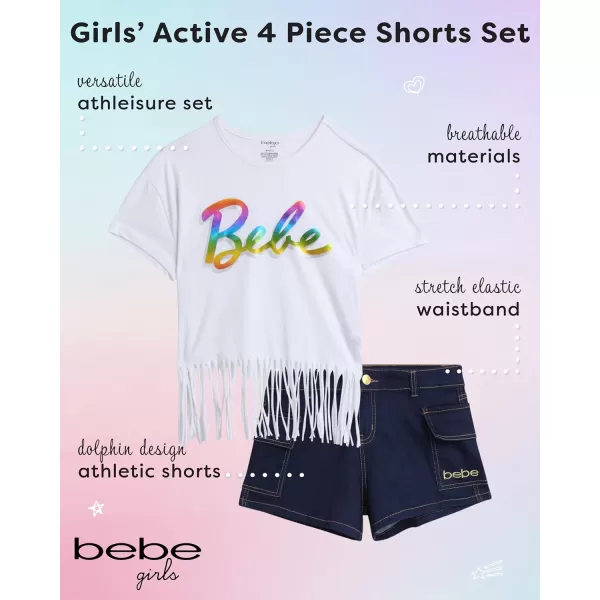 imagebebe Girls Shorts Set  2 Piece Casual Finge TShirt and Denim Cargo Shorts  Summer Graphic Top and Shorts Outfit Set 712WhiteDenim