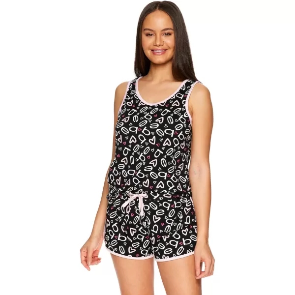 imagebebe Womens 2 Piece Pajama Set Bold Print Tank Top and Pajama Shorts Lounge Sleep SetBlack 1