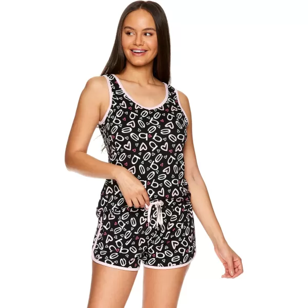 imagebebe Womens 2 Piece Pajama Set Bold Print Tank Top and Pajama Shorts Lounge Sleep SetBlack 1