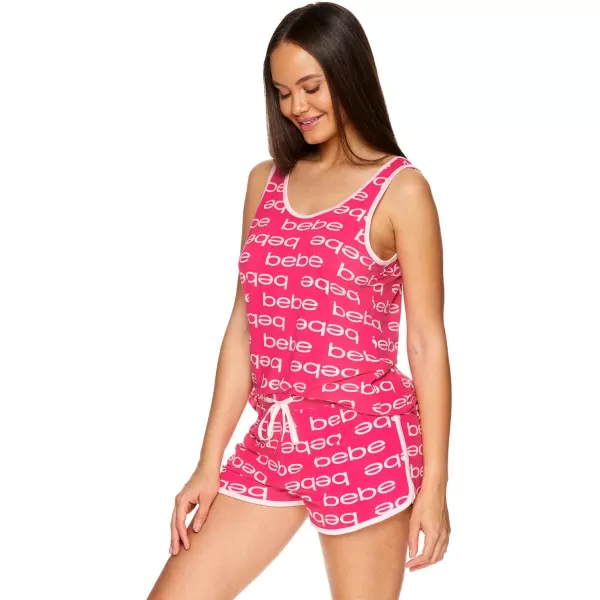 imagebebe Womens 2 Piece Pajama Set Bold Print Tank Top and Pajama Shorts Lounge Sleep SetFuchsia