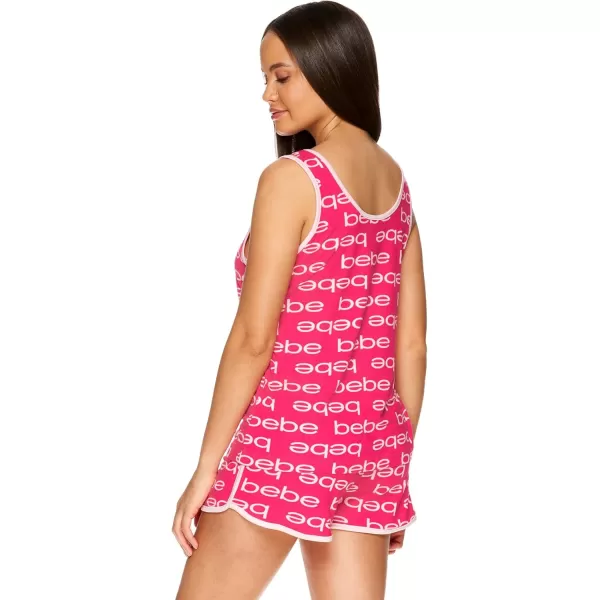 imagebebe Womens 2 Piece Pajama Set Bold Print Tank Top and Pajama Shorts Lounge Sleep SetFuchsia