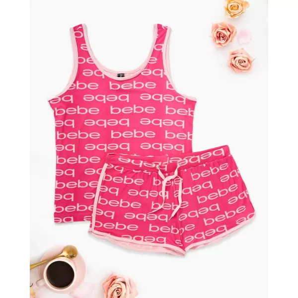 imagebebe Womens 2 Piece Pajama Set Bold Print Tank Top and Pajama Shorts Lounge Sleep SetFuchsia