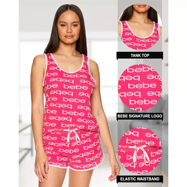 imagebebe Womens 2 Piece Pajama Set Bold Print Tank Top and Pajama Shorts Lounge Sleep SetFuchsia